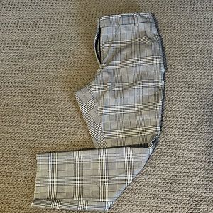 Worn once, H&M herringbone plaid pants in black and white size 14